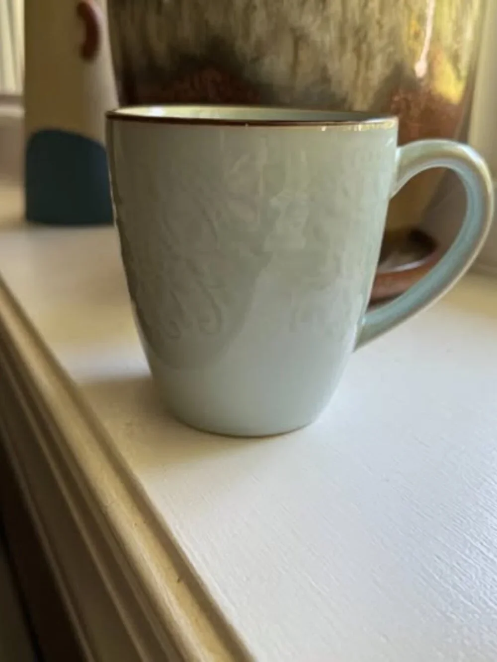 Ceramic Mug Coffee Cup Teacup Cream Blue Tint Farmhouse Cottage Mug Set of 4